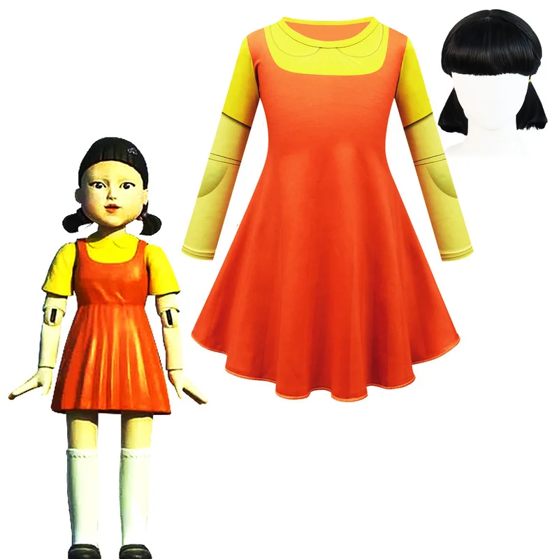 Новинка Детский костюм из игры кальмар с длинными рукавами 123 Кукольное платье