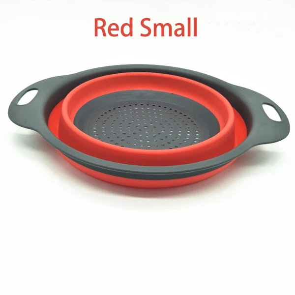 Red Small 4 цвета креативная силиконовая складная стойка корзина Кухонные гаджеты для хранения выдвижной силиконовый фруктовый дуршлаг для овощей S/L - Цвет: Red Small