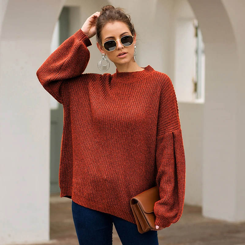 Женский Однотонный свитер TWOTWINSTYLE вязаный пуловер с круглым вырезом и