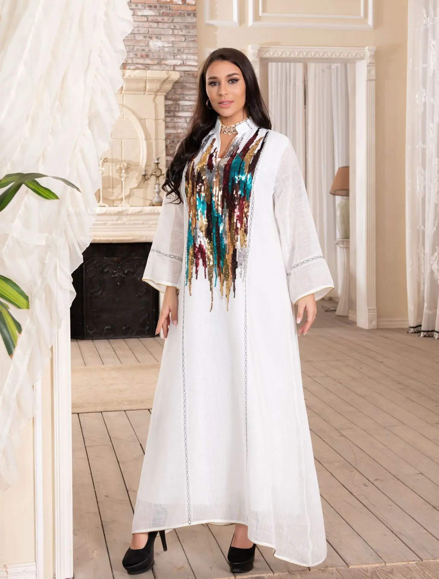 

Рамадан Eid Абая для женщин Дубай Abaya мусульманское платье Jalabiya Caftan Marocain Турция вечернее платье мусульманская одежда Кафтан Халат