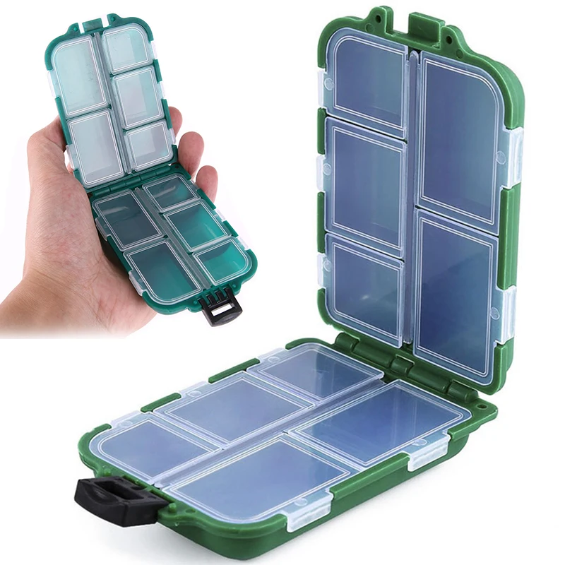 

10 Compartments Mini Storage Box Fishing Tackle Box Fishing Bait Spoon Hook Bait Box Gadget Box Pesca Fishing Accessories