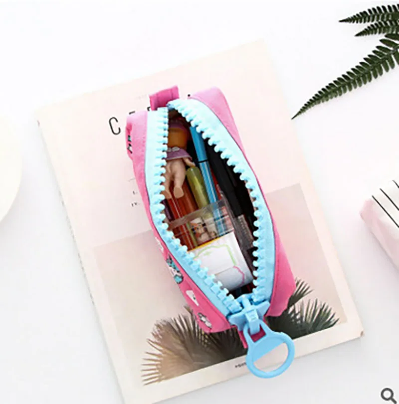 Мультфильм Единорог большая молния емкость холст школьный пенал для детей