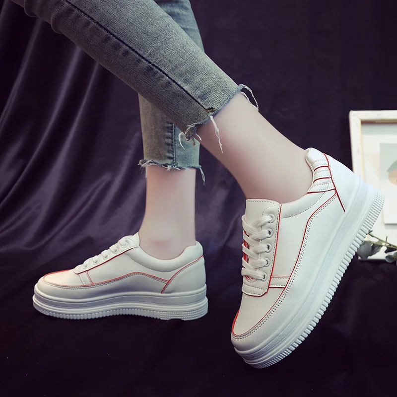 Женские кроссовки с низким верхом Белые Повседневные на шнуровке осень 2020 | Обувь