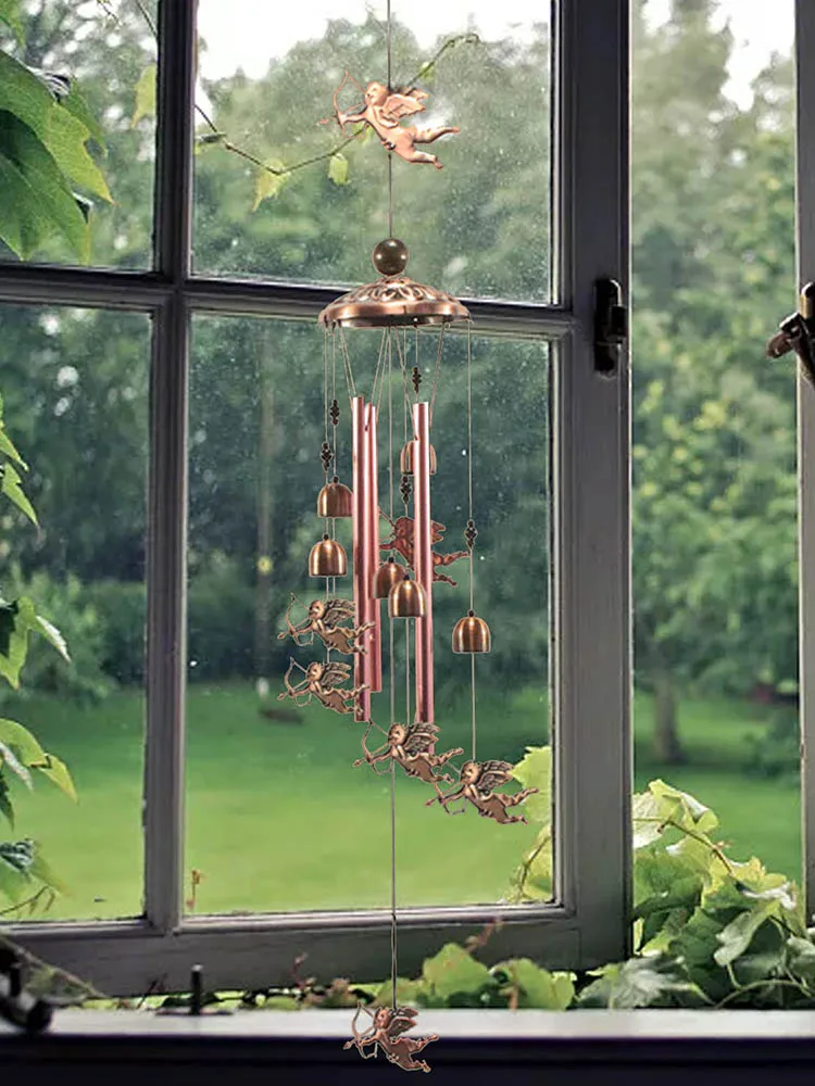 

Wind Chimes Retro With Hook Cupid-shaped Metal Iron Aluminum Pipe Bells Durable Hanging Yard Garden Home Decor Mysterious 2021