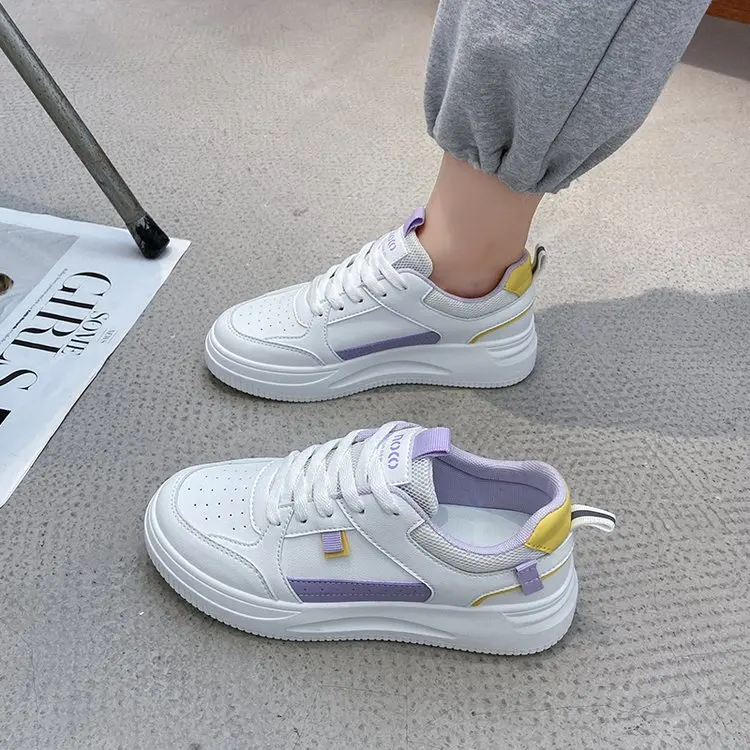 

Ladies Vulcanized Shoes Spring and Autumn New Classic Mixed Color PU Leather Shoes Women's Casual Shoes Sports Shoes