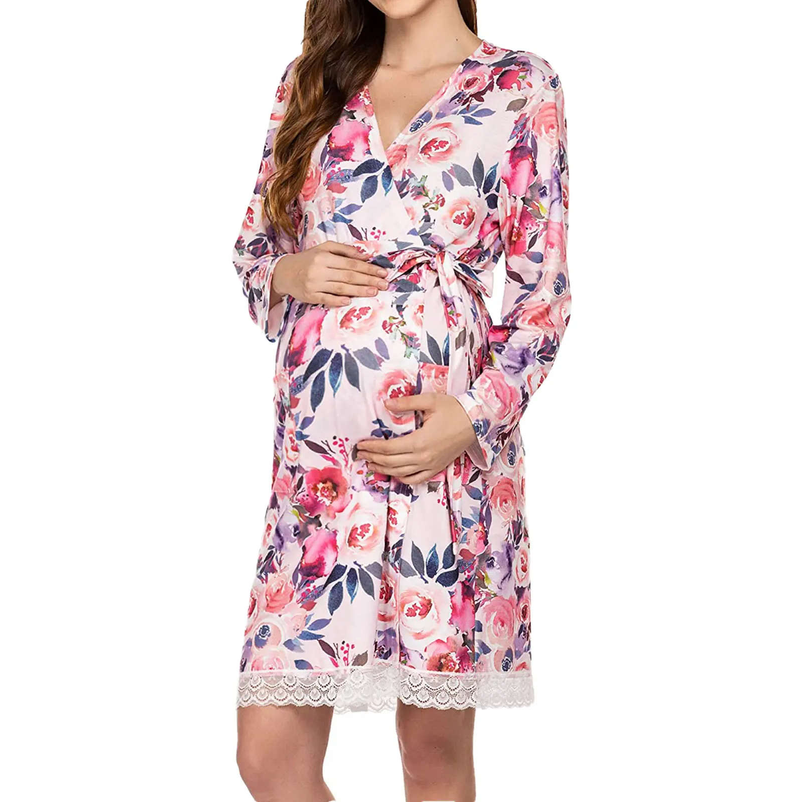 

Maternity Pajamas V-neck Sleep Robe Women Breastfeeding Nursing Sleepwear Nightgowns Pregnant Women Nightwear Nightdress Clothes