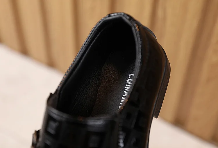 

Boy Shoes Kids Leather Flats For Medium Big Boys Metal Buckle Classic Style Fashion White Black For Wedding Stage 26-36 New