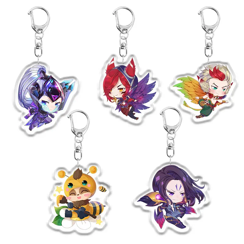 

Cute Anime Game League of New Legends Keychain LOL Acrylic Figure Rakan/Ahri/Riven/Yasuo Bag Pendant Car Key Charm Porte Clef