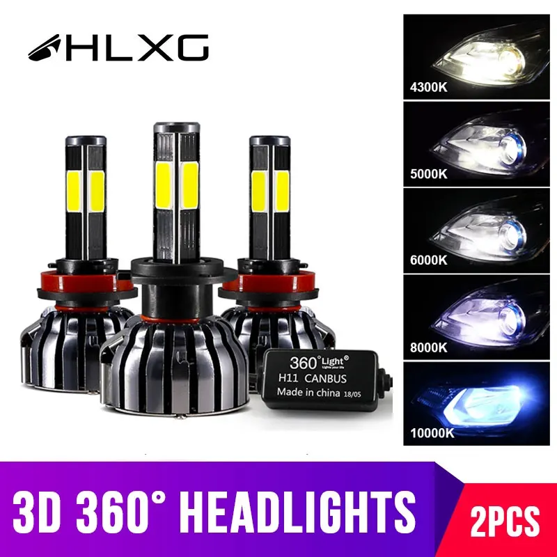 Hlxg 3D 12000LM H7 светодиодный H4 лампы для автомобильных фар мотоцикла H11