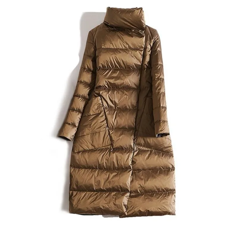 Классическая Женская двухсторонняя пуховая длинная куртка 2019 зимнее пальто с