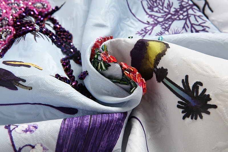 

MIUXIMAO Luxurious 2020 Spring & Summer dress Party dress Flower Diamonds Slim Tank White Office Lady Dress Women Vestidos