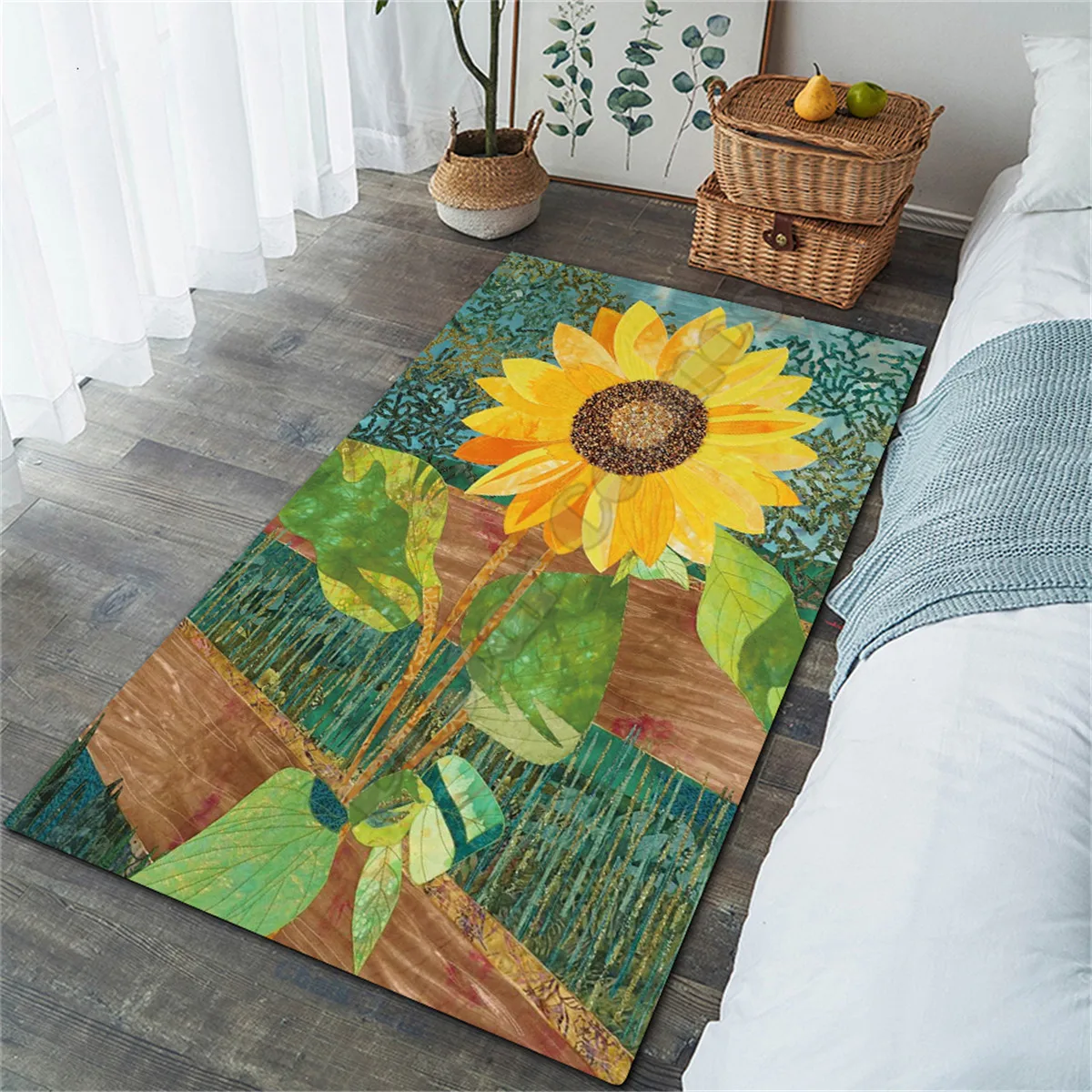 

Sunflower 3D Printed Carpet Mat for Living Room Doormat Flannel Print Bedroom Non-slip Floor Rug 06