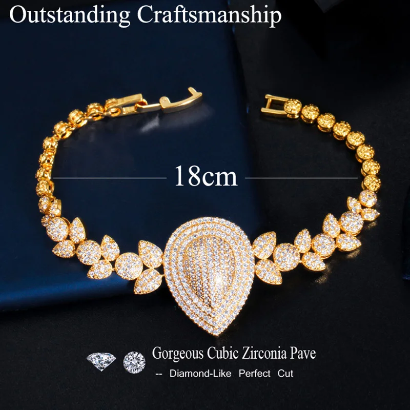 Браслет-цепочка из желтого золота с фианитами B176 | Украшения и аксессуары