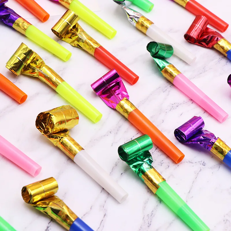 

20pcs Whistle Birthday Party Long-nosed Children's Whistle Cheering Props Prank Toys Halloween Christmas Toy Funny Adult Toys