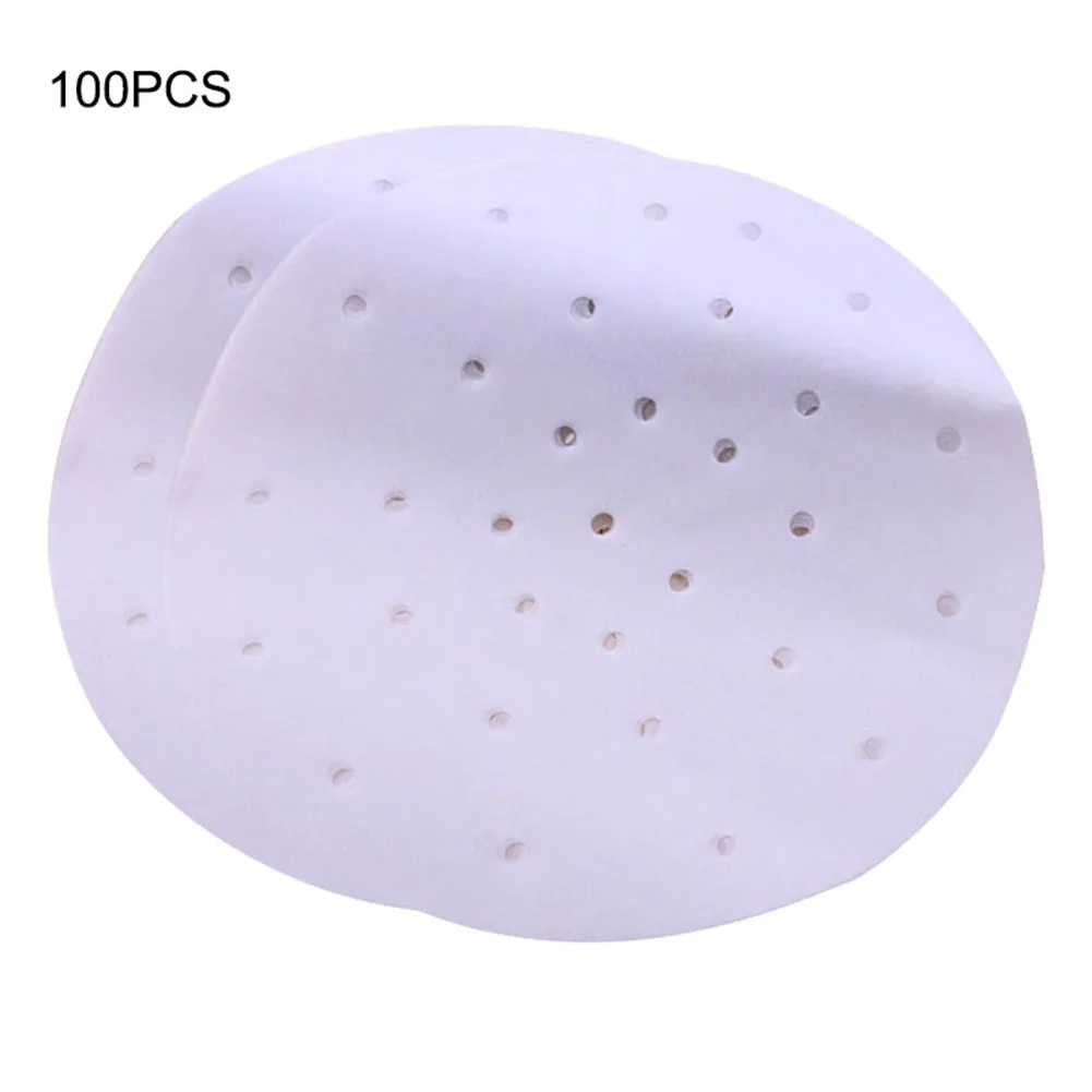 

100Pcs Perforated Parchment Round Bamboo Steamer Paper Liners Disposable Suitable Cooking Steaming Basket Air Fryer Dim Sum FP8