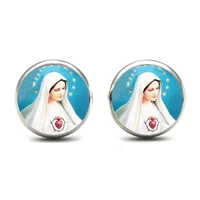 our lady of guadalupe jewelry trendy women stud earrings virgin mary christian jesus buddhist buddha earrings birthday present