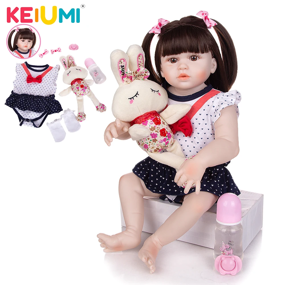 

KEIUMI New 23 Inch Lovely Silicone Reborn Baby Doll Lifelike Full Silicone Body Reborn Bebe Toy For Children Birthday Surprise