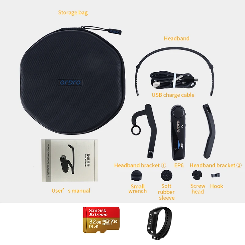 Портативная видеокамера 4K Цифровая для блогера Ordro EP6 FPV POV s с дистанционным