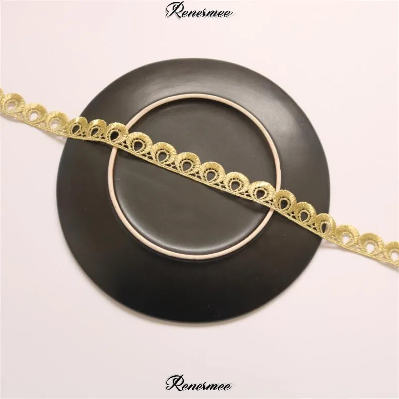 2Yd New Arrival Narrow Light Gold Mesh Lace Trim Applique Trimming Luxury Embroidery Ribbon for Wedding Dresses | Дом и сад