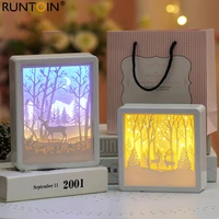 2022 new creative 3d paper carving led night lights table lamp girls bedroom bedside art decoration lamp birthday festival gifts