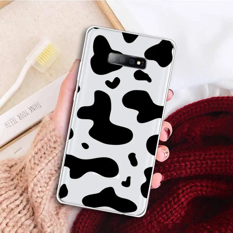 

cow Black and white Phone Case Transparent For Samsung Galaxy A71 A21s S8 S9 S10 plus note 20 ultra