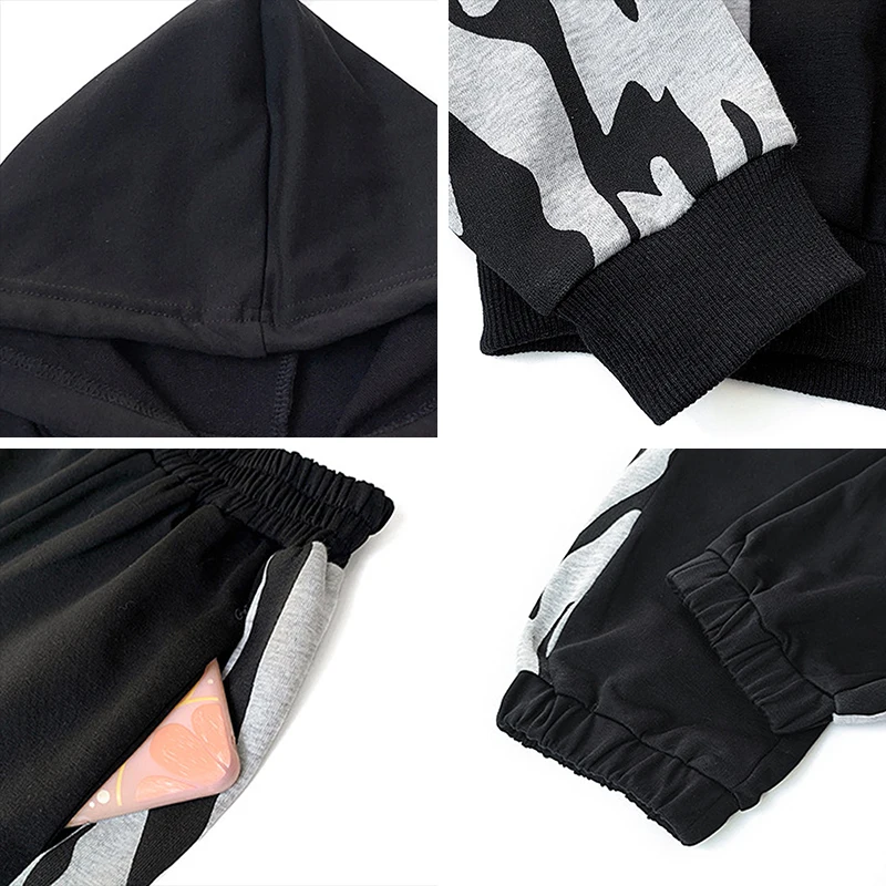 

Menoea Girls Casual Clothing Set New Patchwork Hooded Top+Pants 2pcs Active Outfits Children Clothes Suits Kids Tracksuits 5-13Y