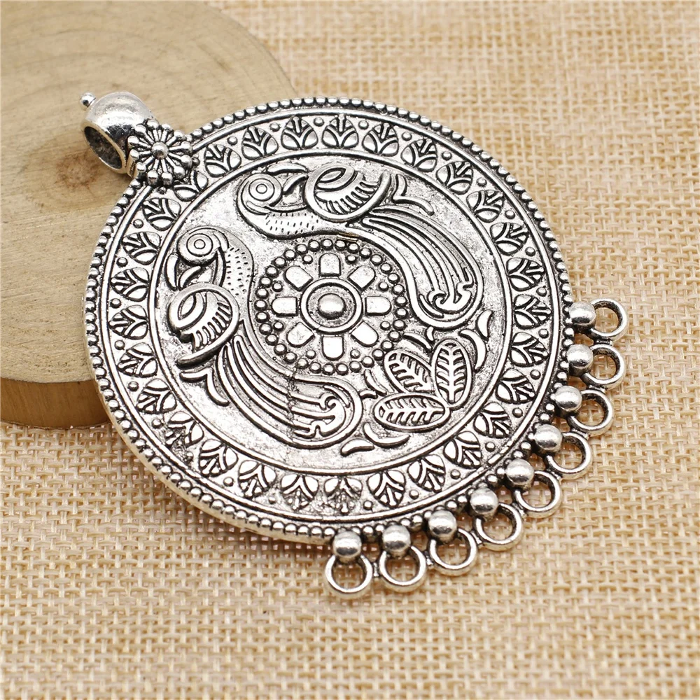 

Подвески в виде птицы Феникса, в стиле ретро, 62 х8, 2 мм, резное античное серебро, 2 шт.