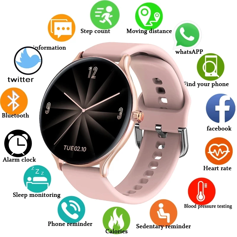 

LIGE 2022 Full Touch Women smart watch Band for IOS Android Waterproof Bracelet Heart Rate Monitor Sleep Monitor Smartwatch Men