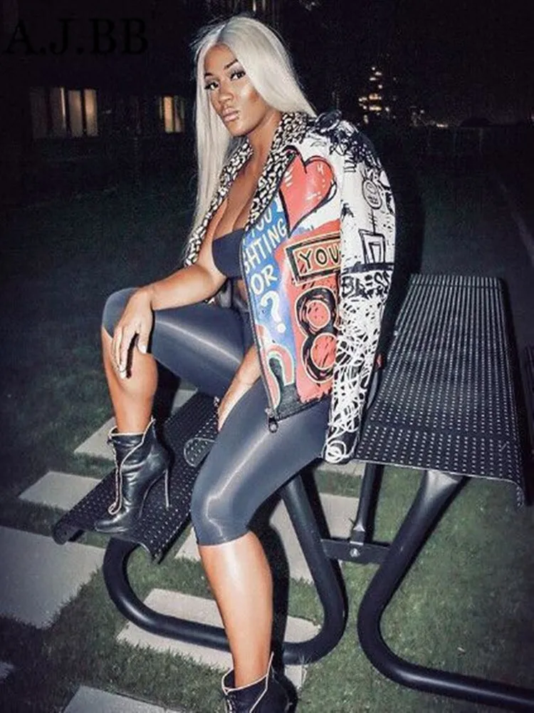 Европейская Повседневная куртка с разноцветным принтом модное женское пальто на