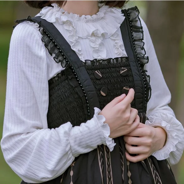 Винтажная трикотажная рубашка с оборками и круглым вырезом для девочек |