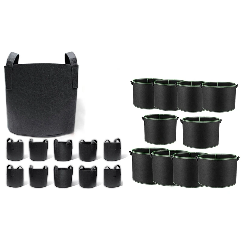 

10-Pack 7 Gallon Grow Bags, Aeration Fabric Pots with Handles Felt Planting Bag & 10 Pack 2 Gallon Grow Bags