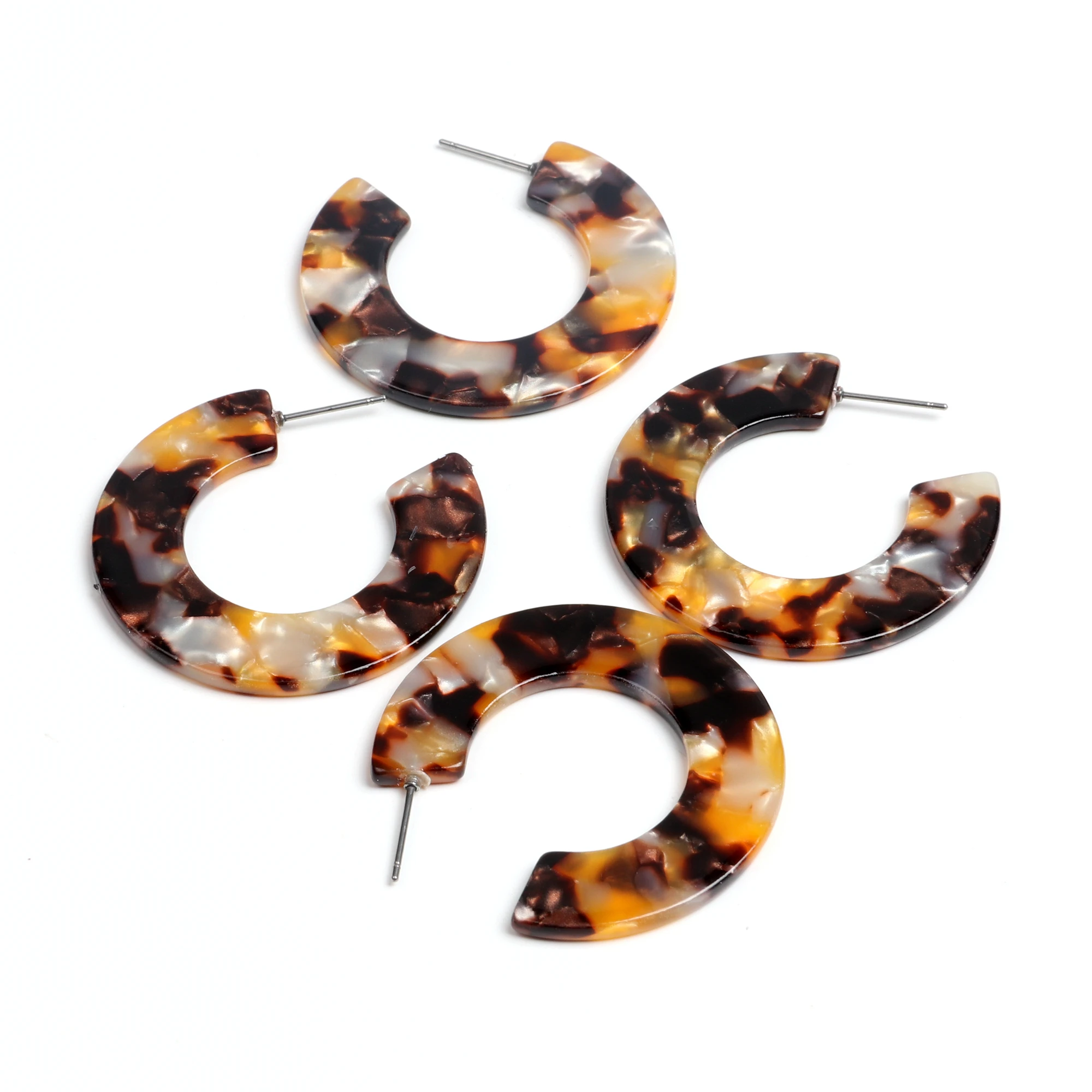 Acetate Tortoise Shell Stud Earrings Acrylic Earring Post Leopard Prin Boho Ohrringe finding 40mm ACE5031 | Украшения и