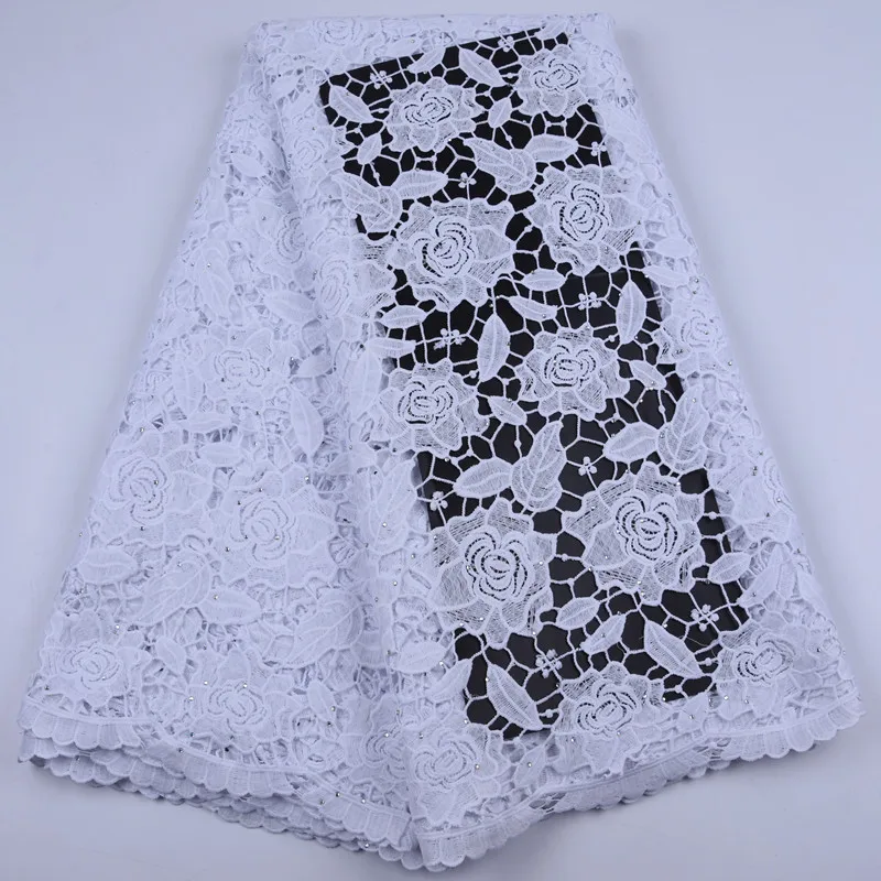 

New African Water Soluble Lace Fabric Comfortable Nigerian Net Lace Fabric With Shiny Stones For Formal Evening Dress A1702