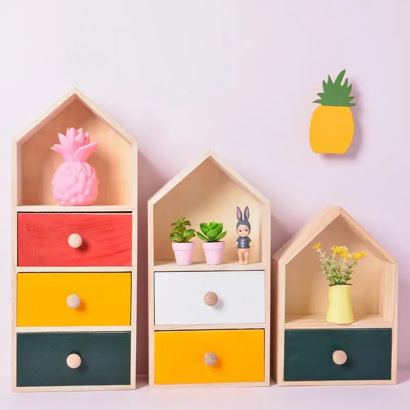 Деревянный Настольный ящик в скандинавском стиле разноцветные ящики для