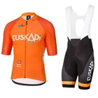 Мужская одежда для профессиональной команды, Оранжевый Комплект из Джерси для велоспорта, велосипедный комплект с нагрудником и шортами, рубашка для горного велосипеда, быстросохнущая одежда, топ для велоспорта