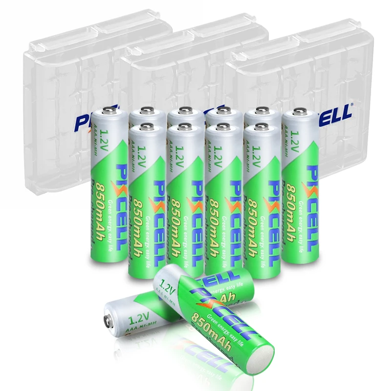 Pilas PKCELL AAA recargables, acumulador LSD 3A, 1,2 V, 850mah, NI-MH, soporte de almacenamiento, 12 Uds.