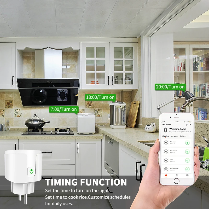 Смарт-розетка Tuya ZigBee/Wi-Fi 16 А с монитором питания | Электроника