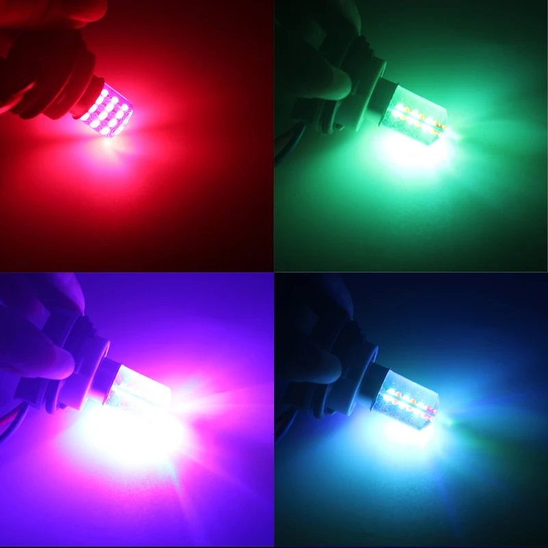 Светодиодная автомобильная лампа T20 7443 w21/5w p21/5w 1157 bay15d 24SMD RGB Стробоскоп