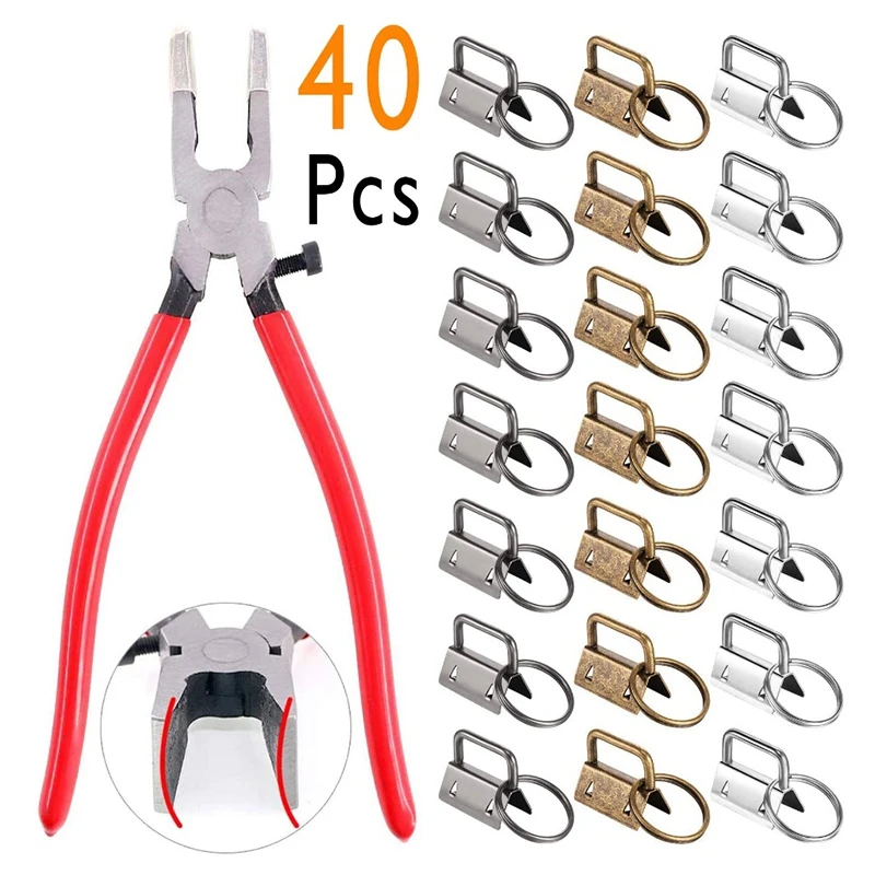 

40Pcs Key Fob Hardware Set 39Pcs Wristlet Key Fob Hardware 1 Inch +Key Fob Pliers Glasses Pliers for Wristet Keyctlhain