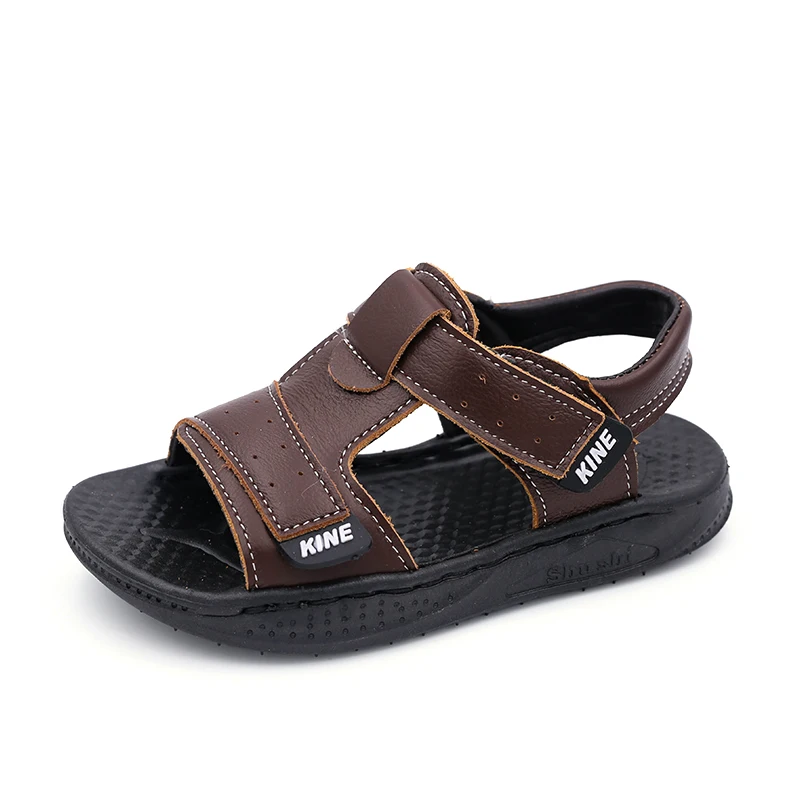 Real Leather Brown KINE PANDA/сандалии для мальчиков; обувь для маленьких детей; обувь для детского сада; летняя обувь для маленьких мальчиков; детская обувь из искусственной кожи для детей 1, 2, 3, 4, 5, 6 лет - Цвет: Real Leather Brown