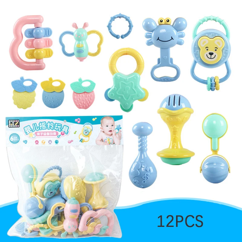 

12 Teile/satz Baby Rassel Spielzeug 0-12 Monate Jouet Bebe Cartoon Hand Grip Soft Rasseln Shaker BeiÃŸring Infant Neugeborenen pÃ¤