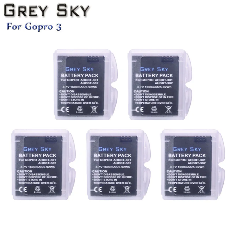 5 battery Bateria Gopro hero 3 hero 3 3+ батарея+ светодиодный 3-слоты USB зарядное устройство для GoPro hero 3 черный/серебристый/белый аксессуары для экшн-камеры - Цвет: 5 battery