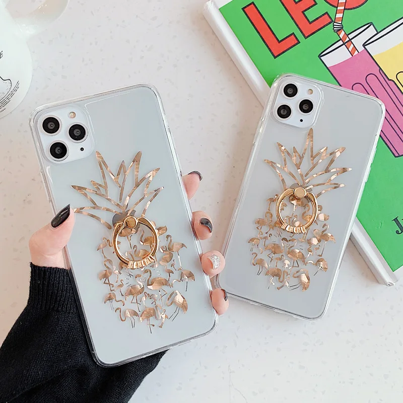 N1986N для iPhone 11 Pro X XR XS Max 7 8 Plus чехол телефона роскошный золотой Фламинго ананас