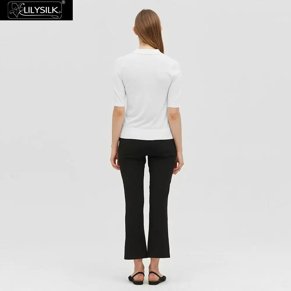 LilySilk шелковая трикотажная рубашка поло женская элегантная Новинка Бесплатная