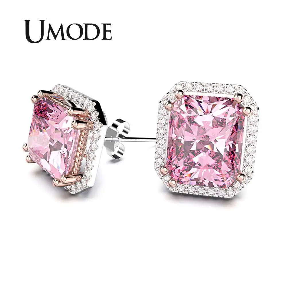 Женские корейские серьги-гвоздики UMODE маленькие серьги с кристаллами из фианита