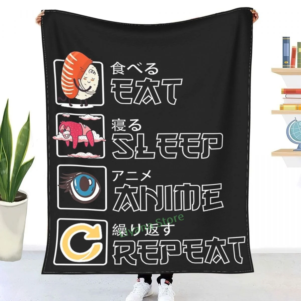 

Cute Manga Kawaii Gift - Eat Sleep Anime Repeat - Cute Anime Throw Blanket 3D printed sofa bedroom decorative blanket children
