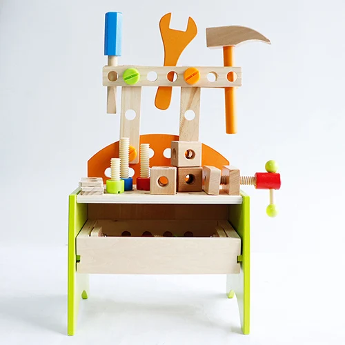 Mookids игровая мастерская деревянный ящик с инструментами настольная Рабочая скамейка мастерская Ролевые Игры развивающие игрушки для детей - Цвет: Белый