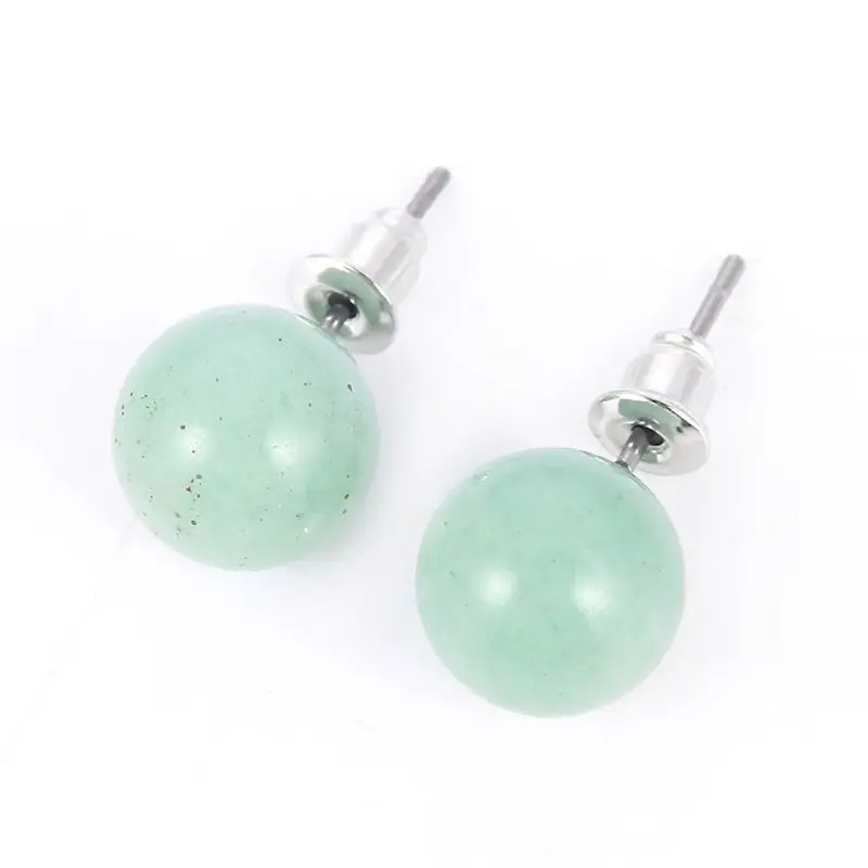 Natural Stone Tiger Eye Opal Ball Beads Stud Earrings Jewelry Unisex | Украшения и аксессуары