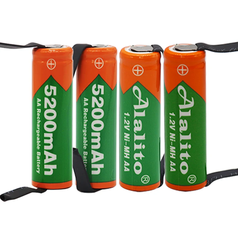 Ni mh 1 2 V AA перезаряжаемая батарея 5200mah nimh cell Green shell со сварочными вкладками для