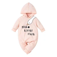 baby pink print long sleeve jumpsuit boys and girls lovely casual hooded cotton rompers warm autumn winter cartoon